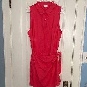 Pink Lily Vibrant Pink Collared Mini Dress